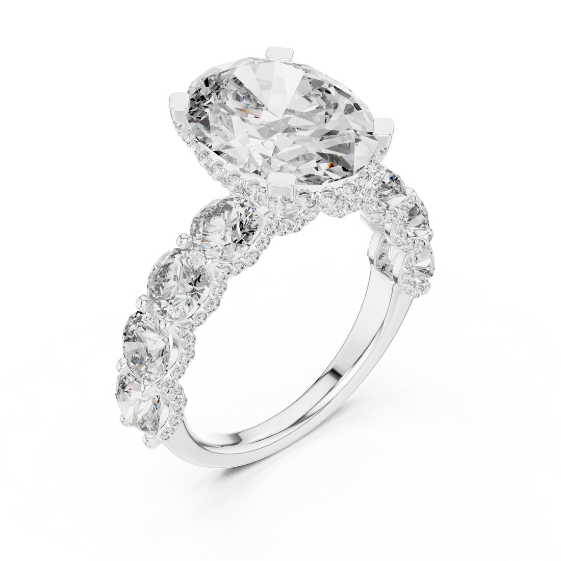 3 Ct Iced out Oval Solitaire ring