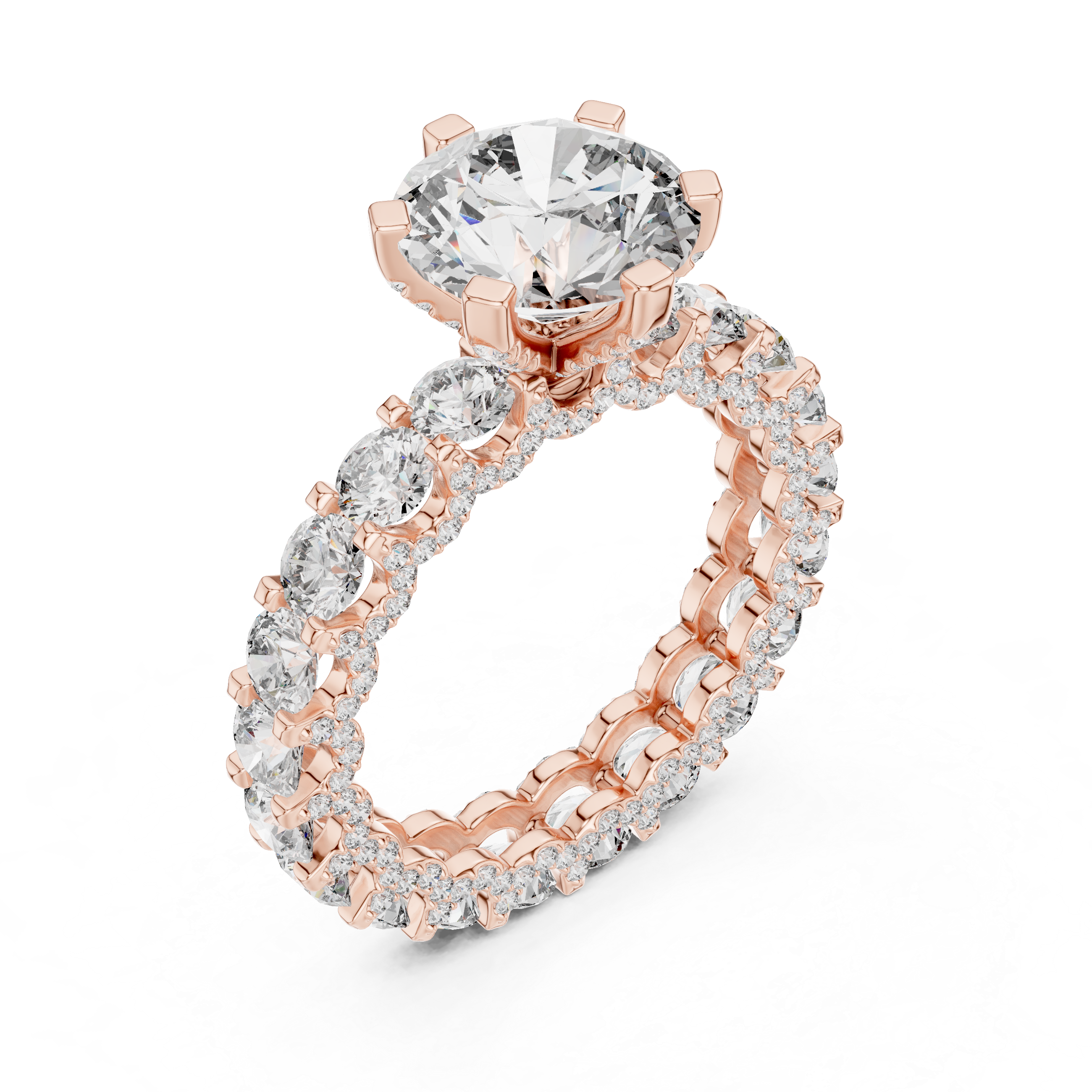 3 ct Iced out round Solitaire  ring