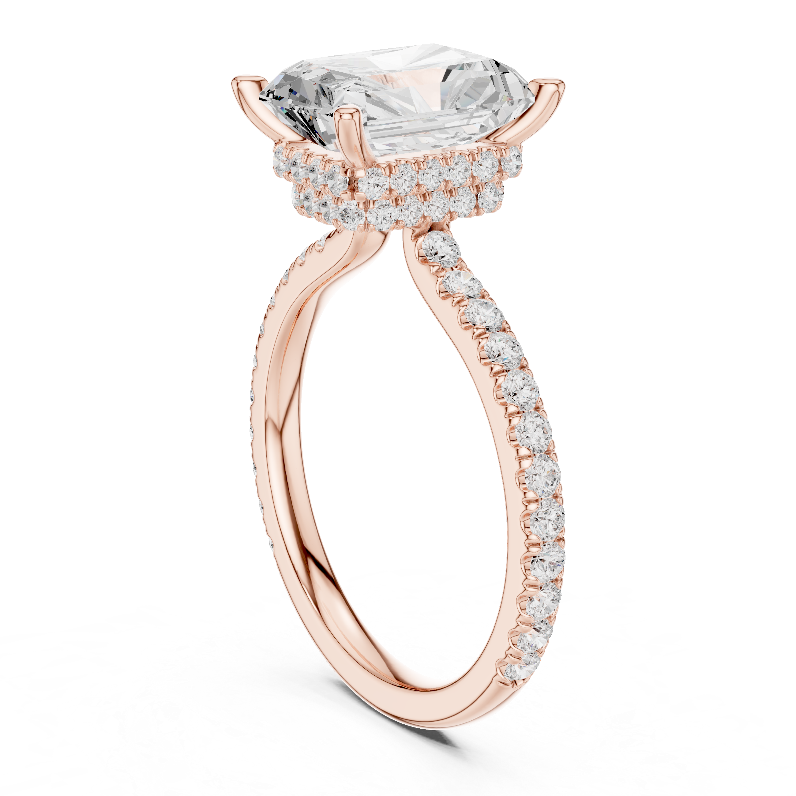 2ct Radiant dual halo ring
