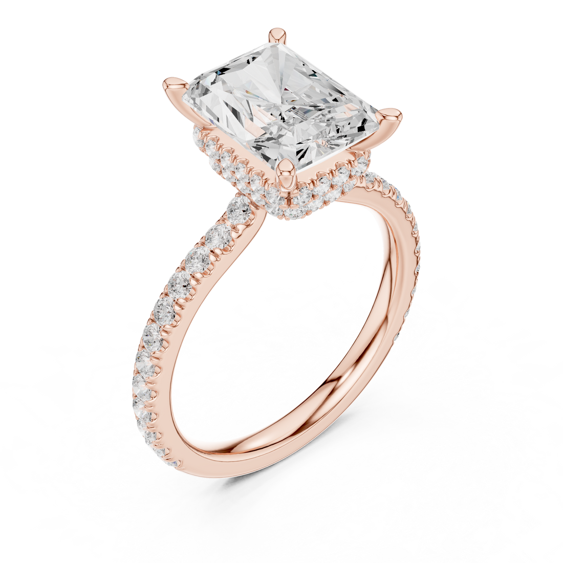2ct Radiant dual halo ring