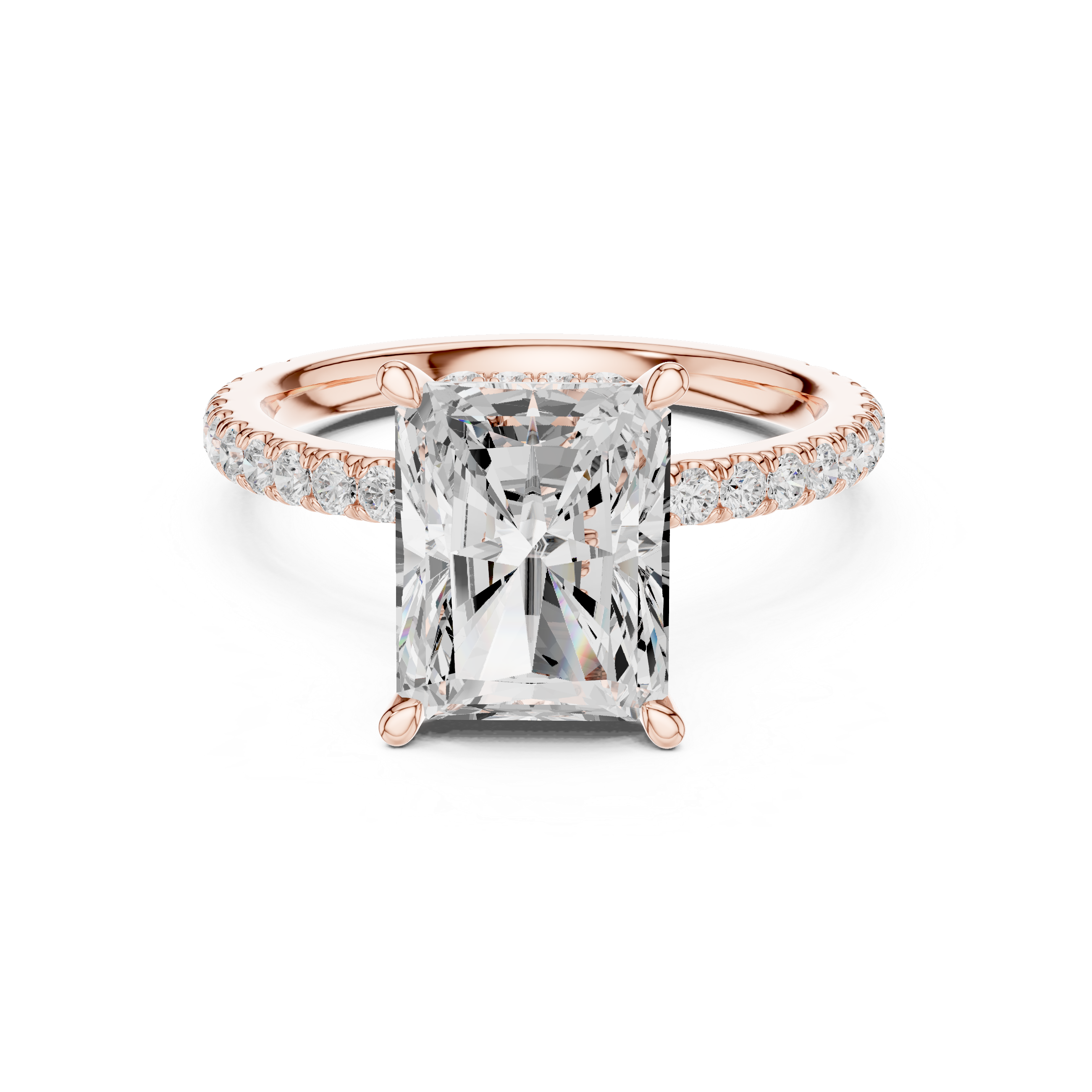2ct Radiant dual halo ring