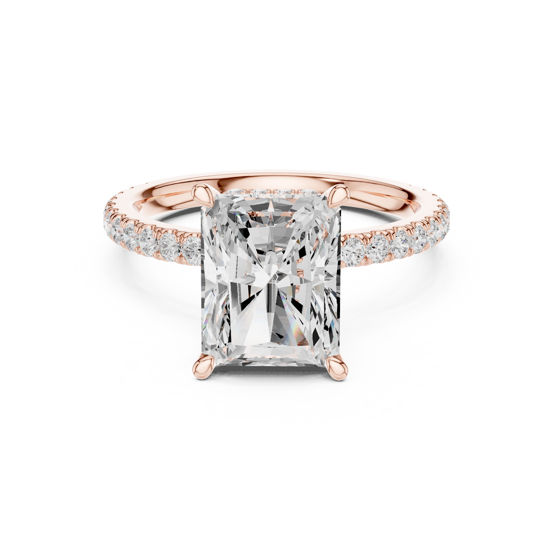 2ct Radiant dual halo ring