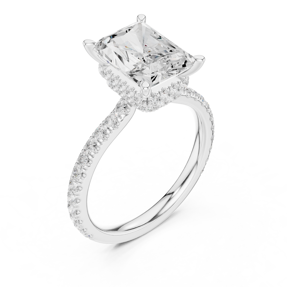 2ct Radiant dual halo ring