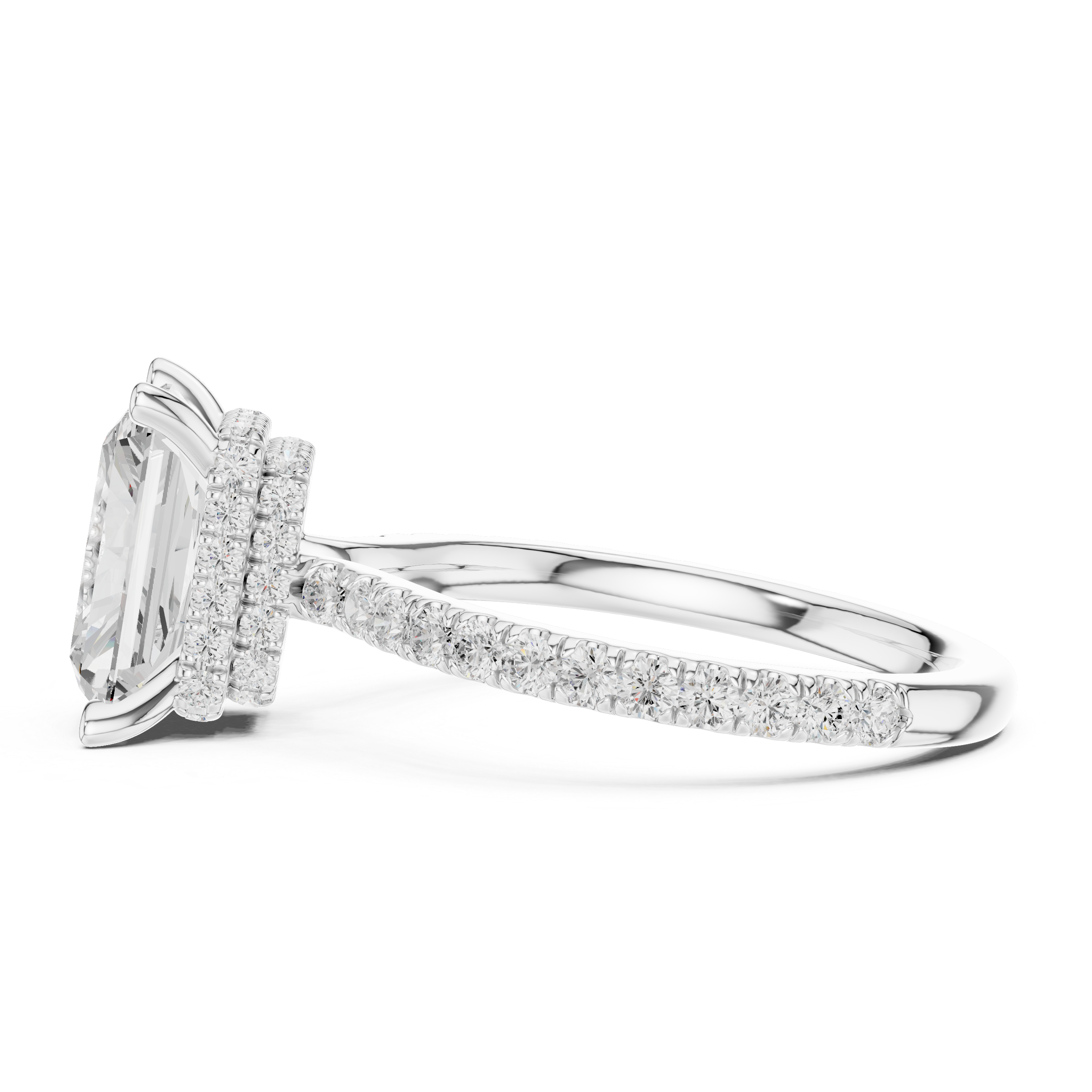 2ct Radiant dual halo ring
