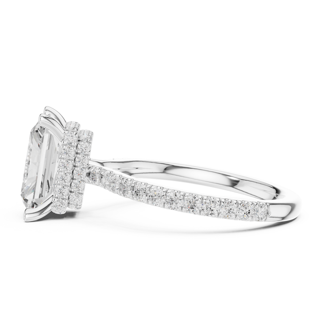 2ct Radiant dual halo ring