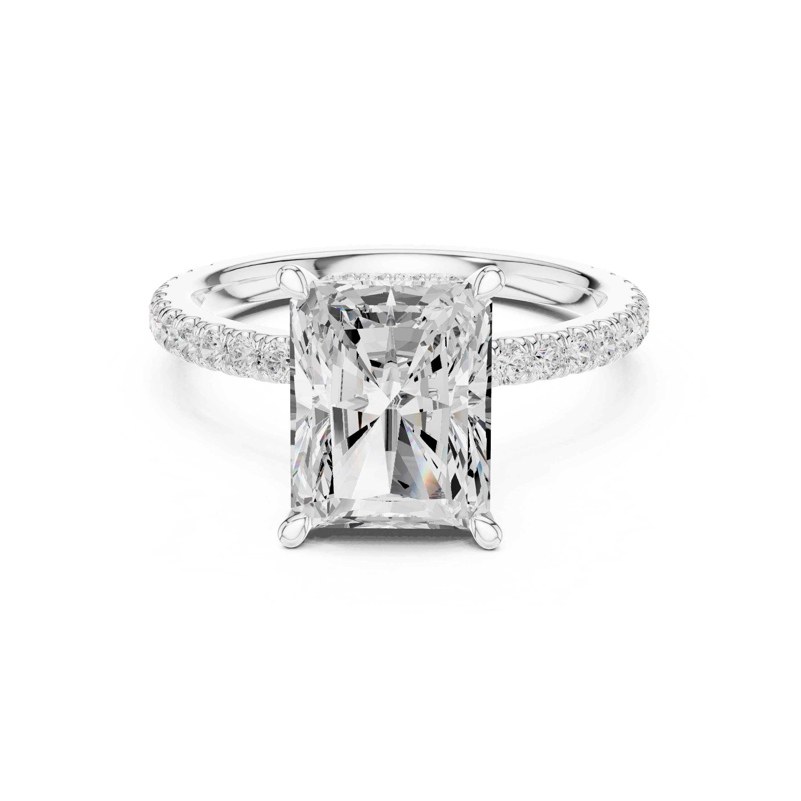 2ct Radiant dual halo ring