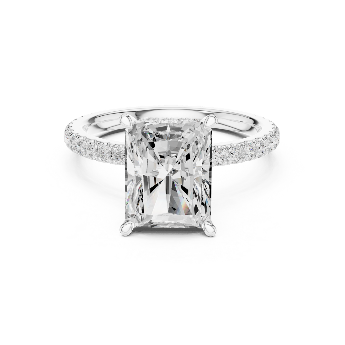 2ct Radiant dual halo ring