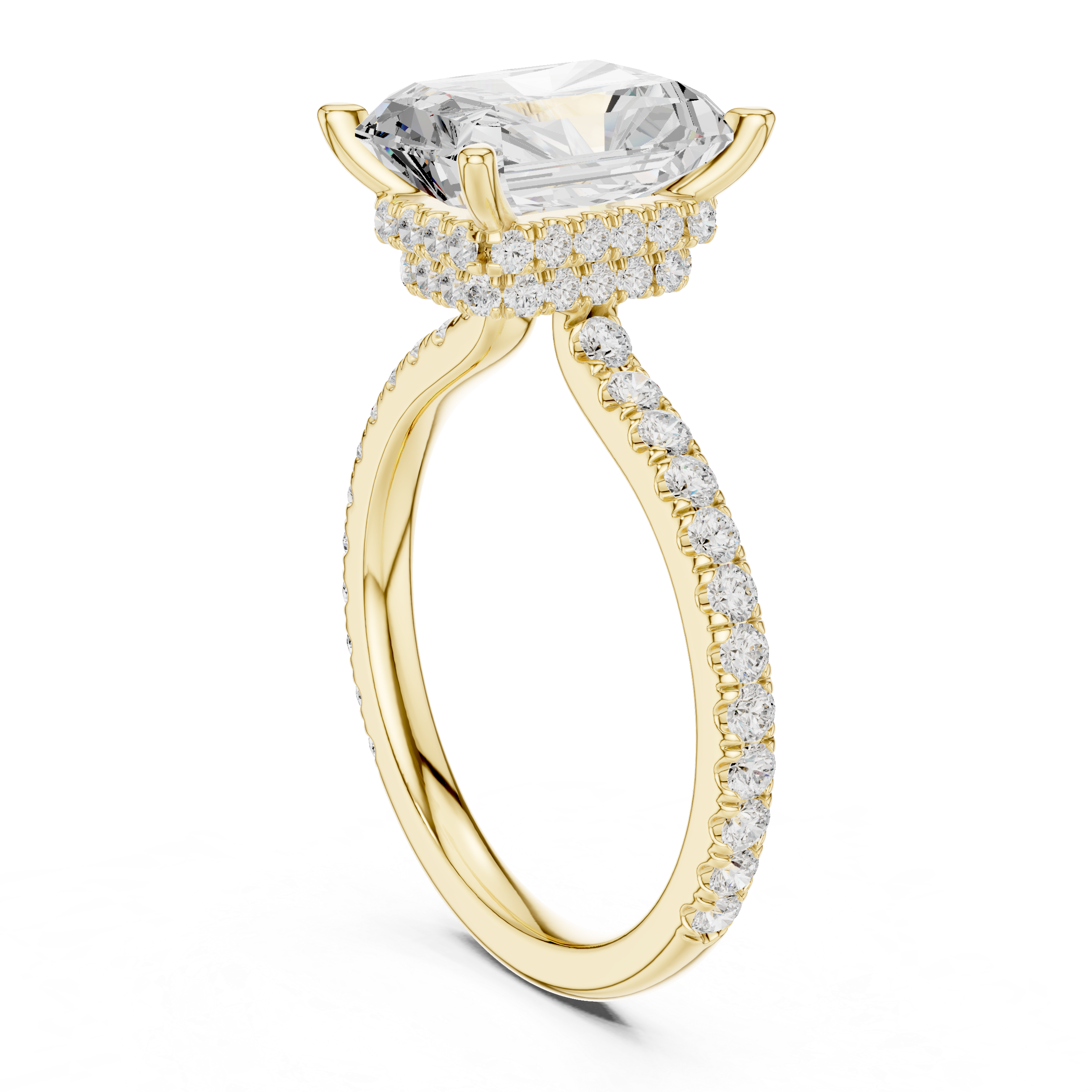 2ct Radiant dual halo ring