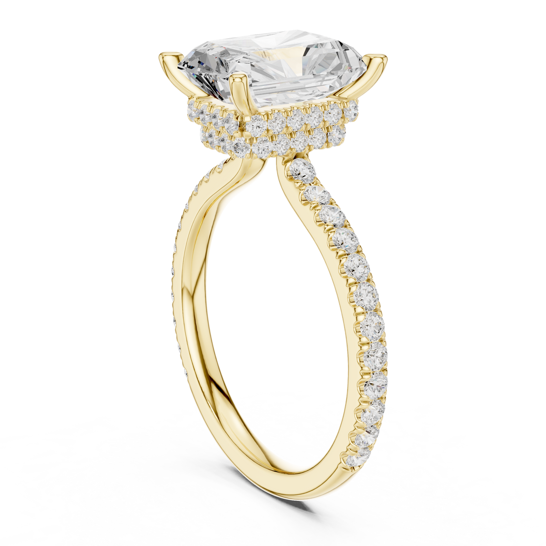 2ct Radiant dual halo ring