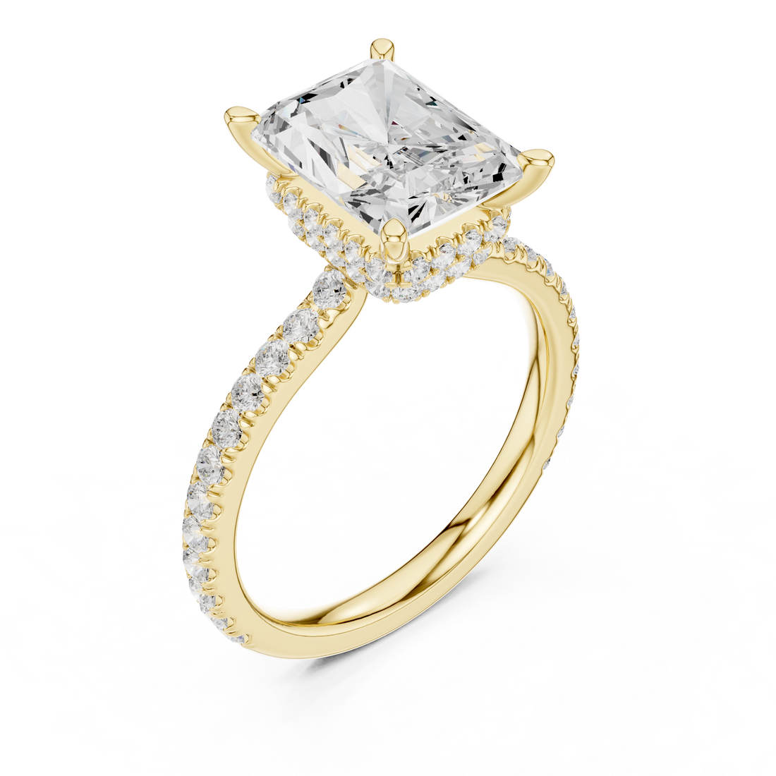 2ct Radiant dual halo ring