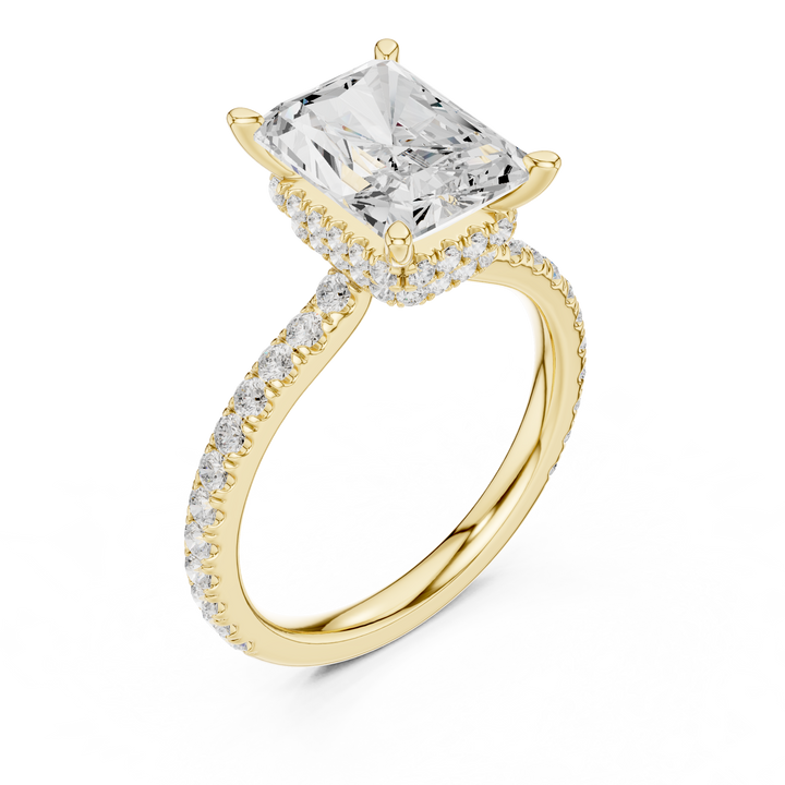 2ct Radiant dual halo ring
