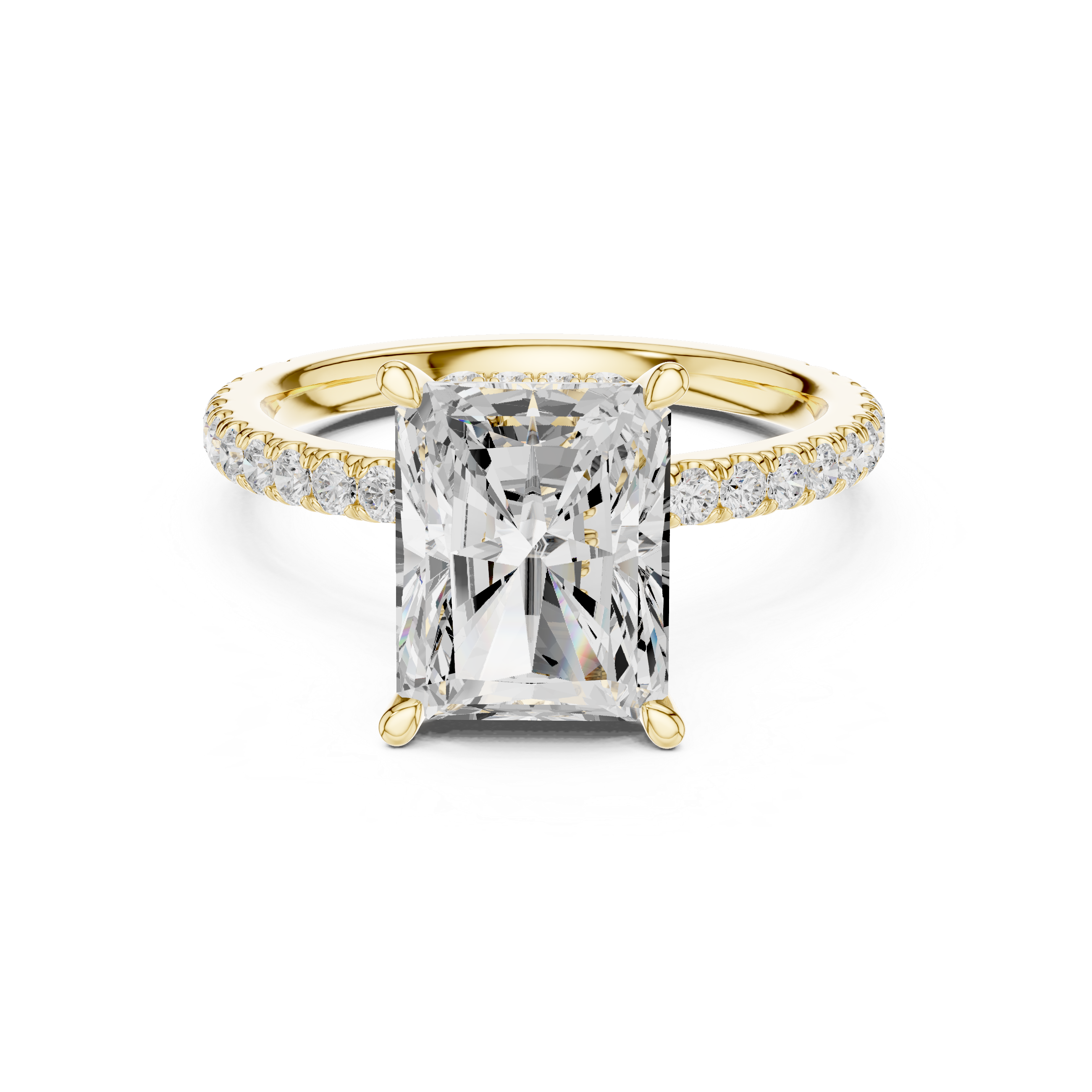 2ct Radiant dual halo ring