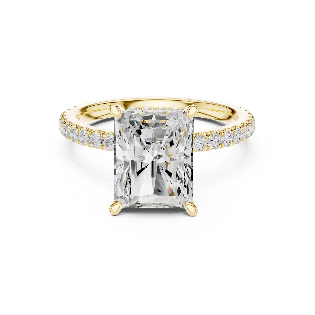 2ct Radiant dual halo ring
