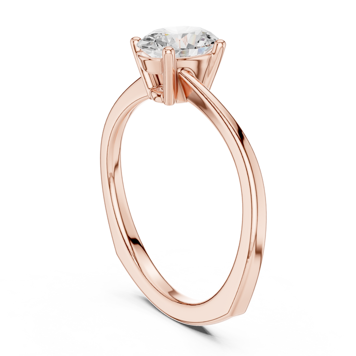 Oval Rosette Solitaire Ring