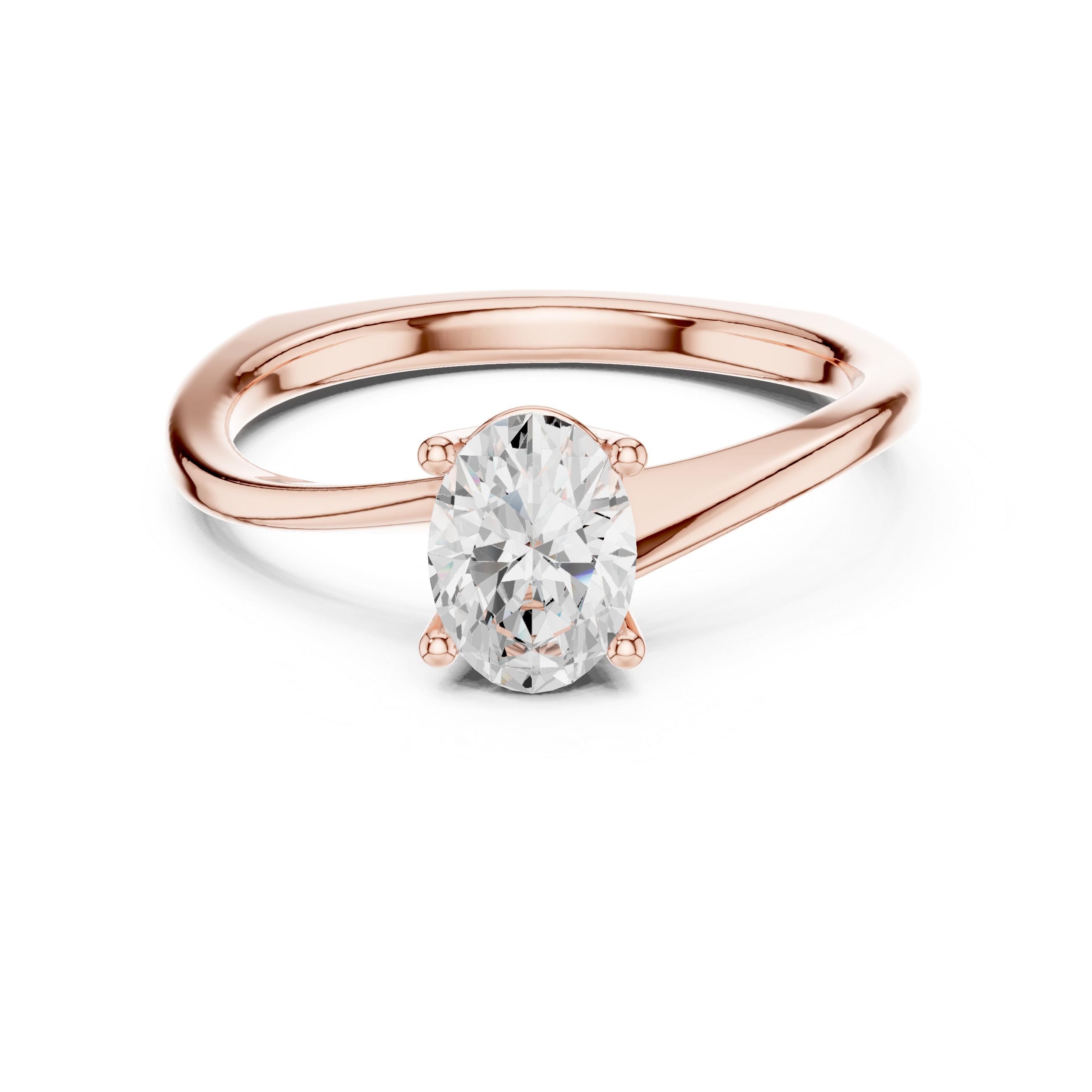 Oval Rosette Solitaire Ring