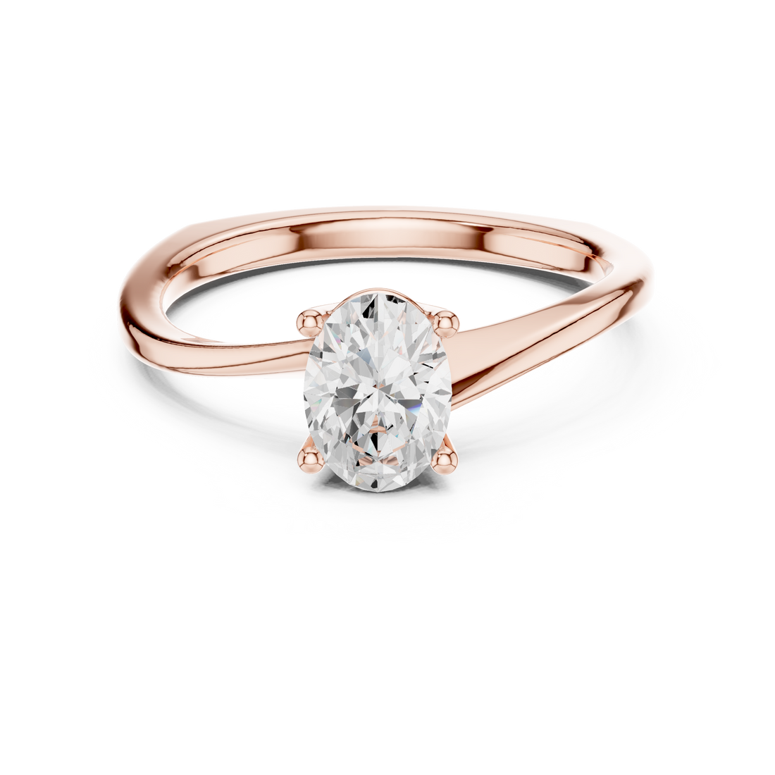 Oval Rosette Solitaire Ring
