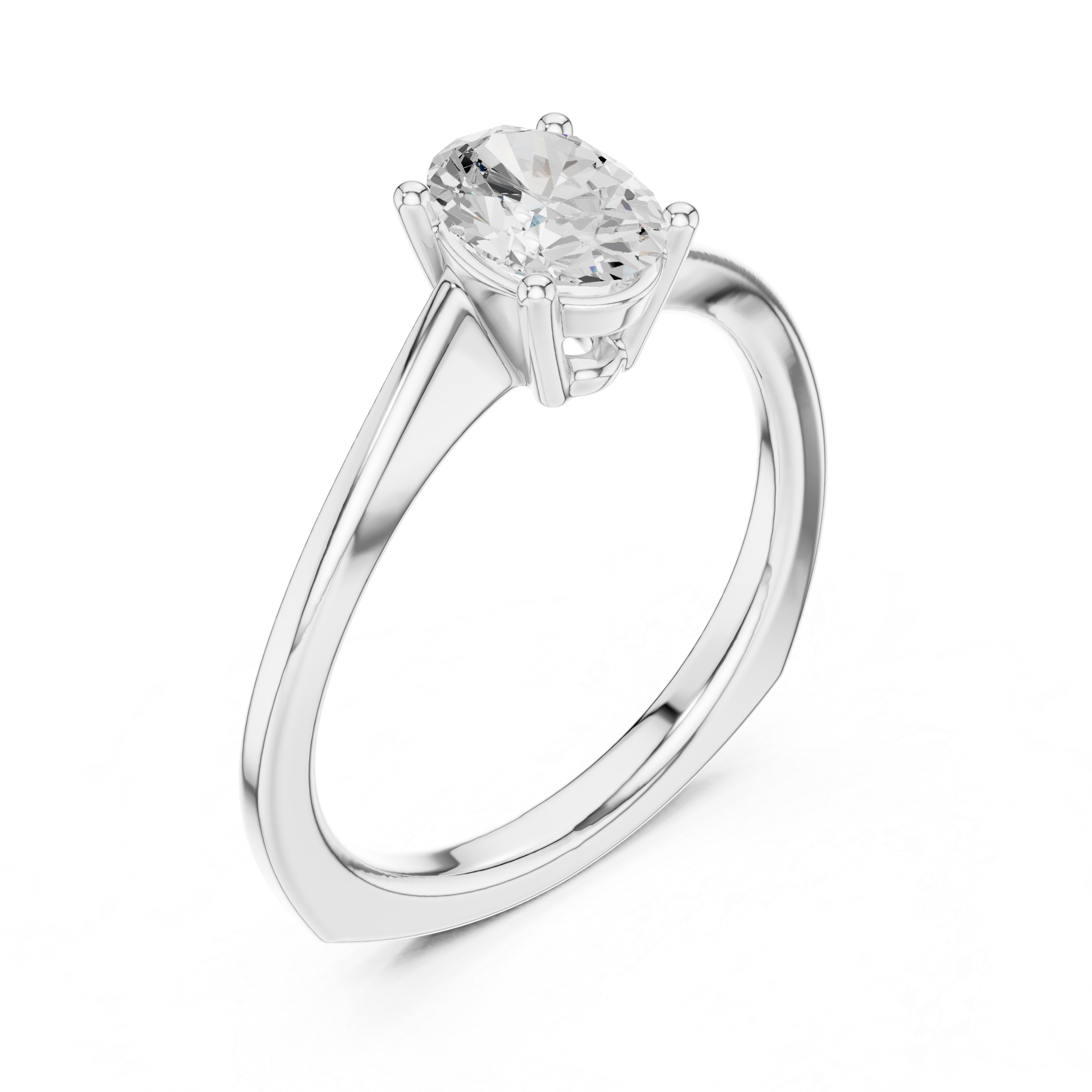 Oval Rosette Solitaire Ring