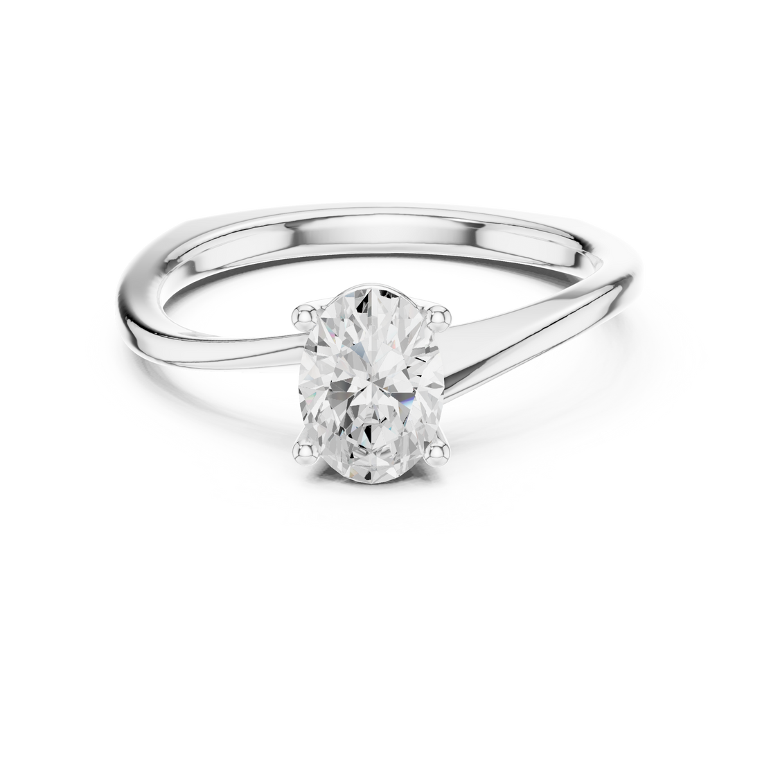 Oval Rosette Solitaire Ring