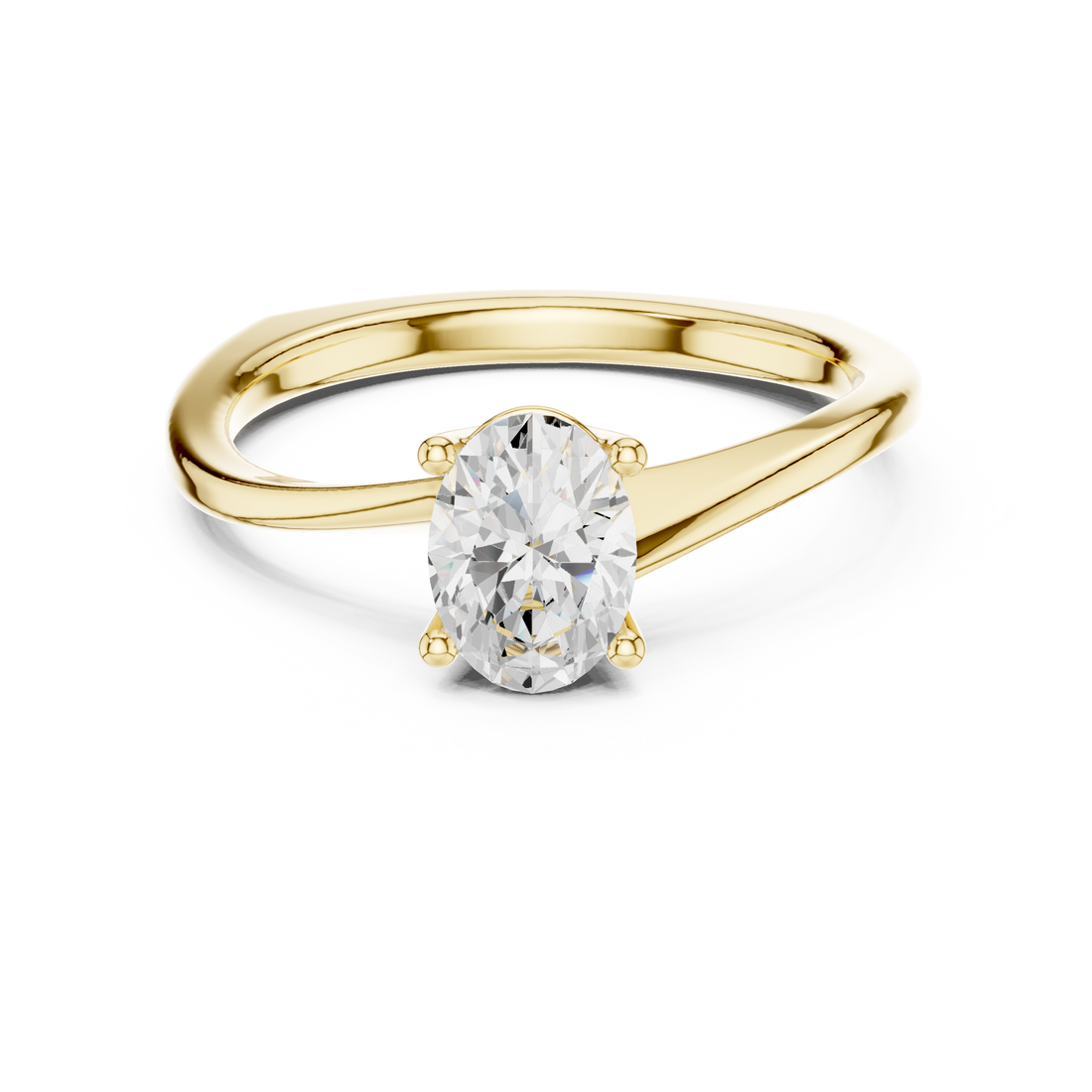 Oval Rosette Solitaire Ring