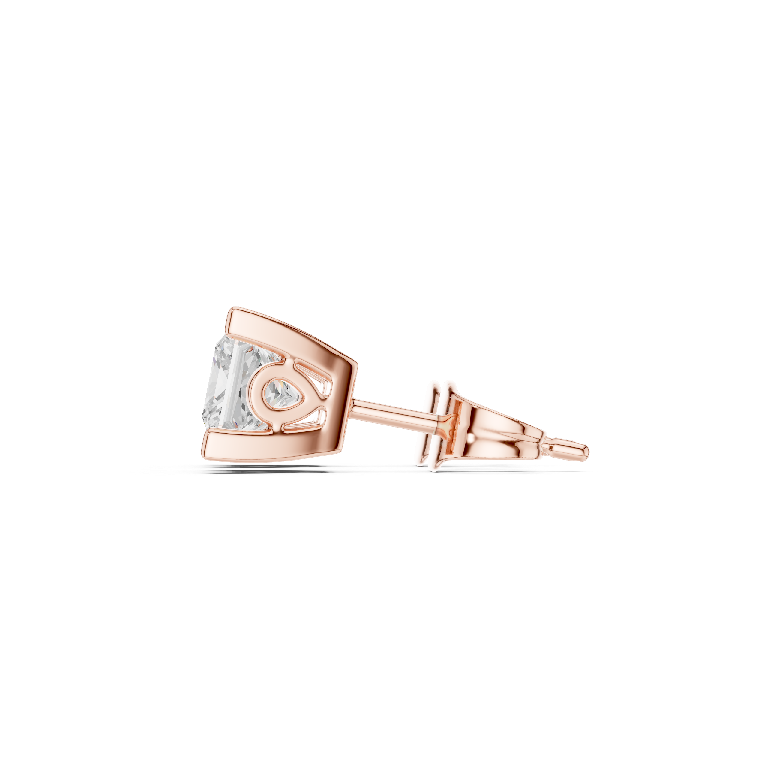 2 CT Princess cut solitaire studs