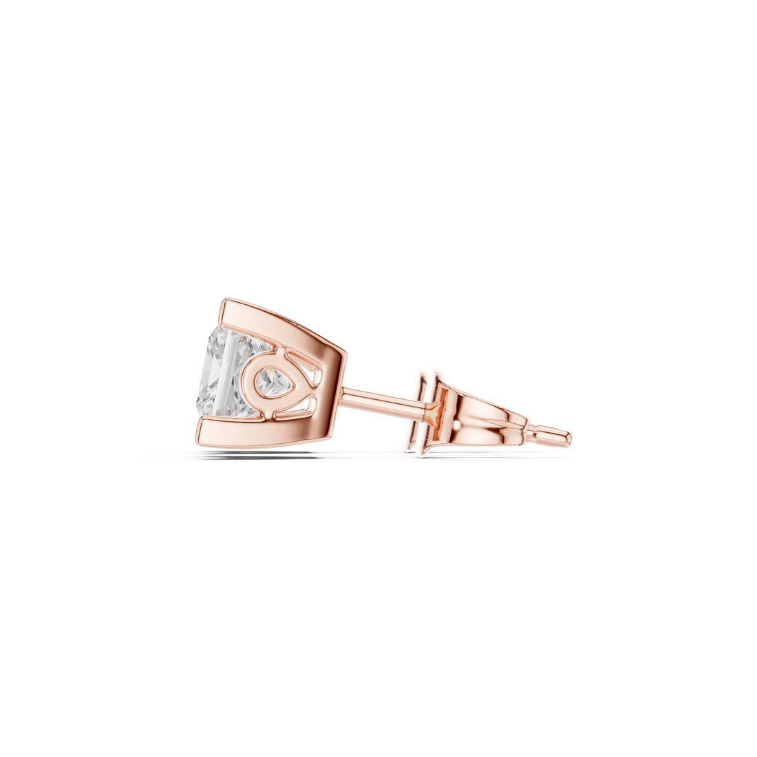 2 CT Princess cut solitaire studs