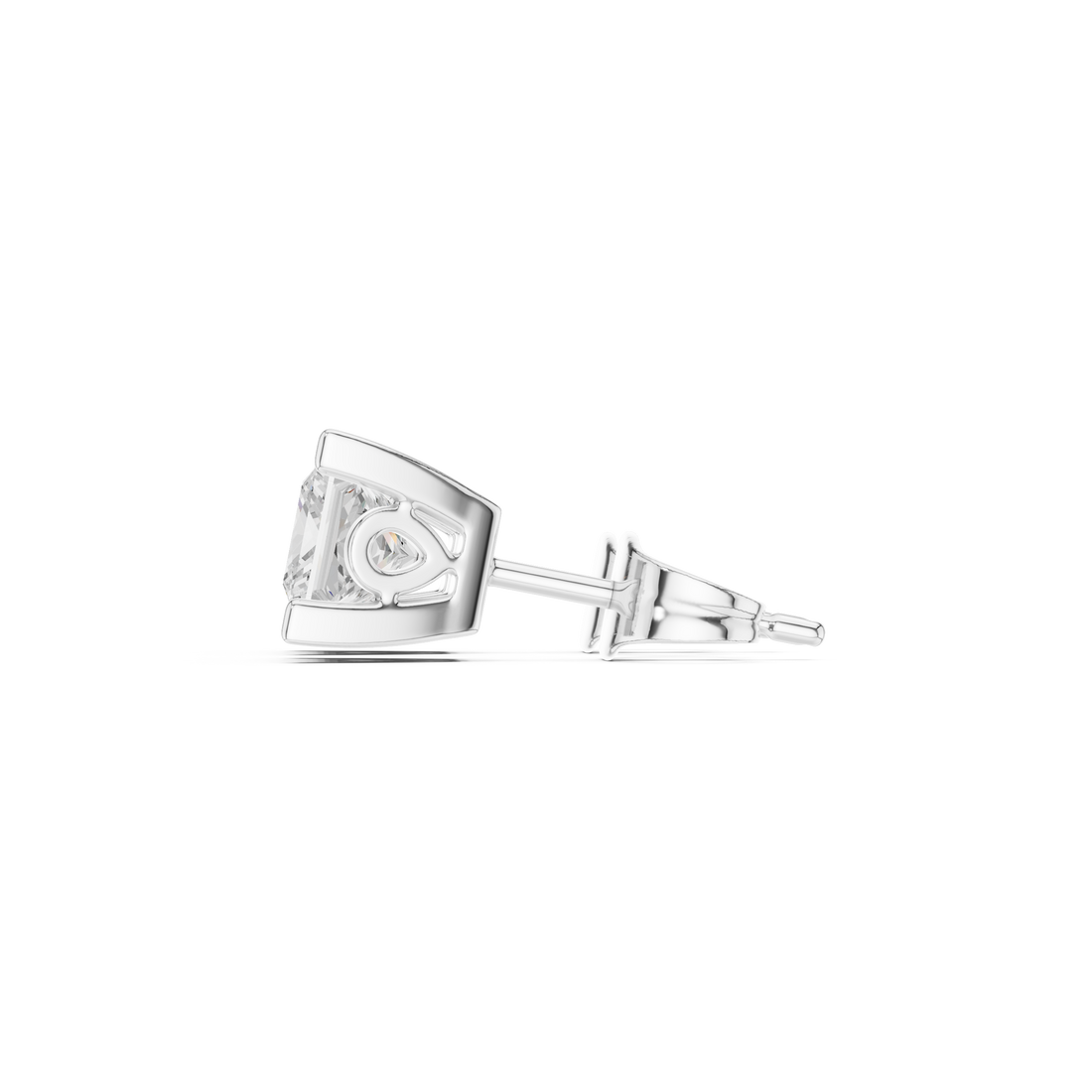 2 CT Princess cut solitaire studs