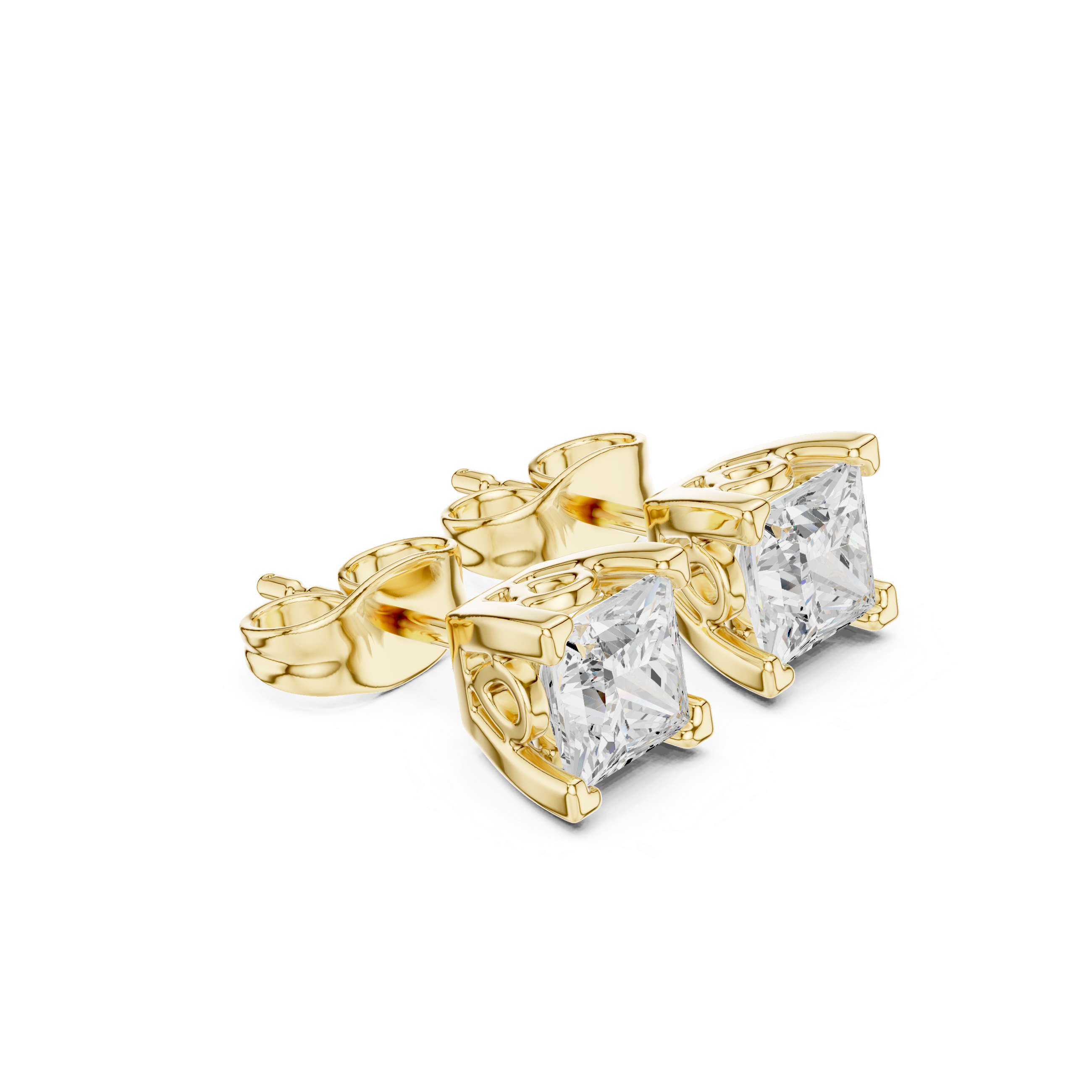 2 CT Princess cut solitaire studs