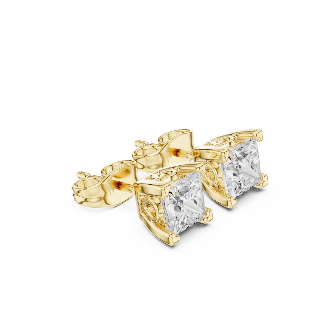 2 CT Princess cut solitaire studs