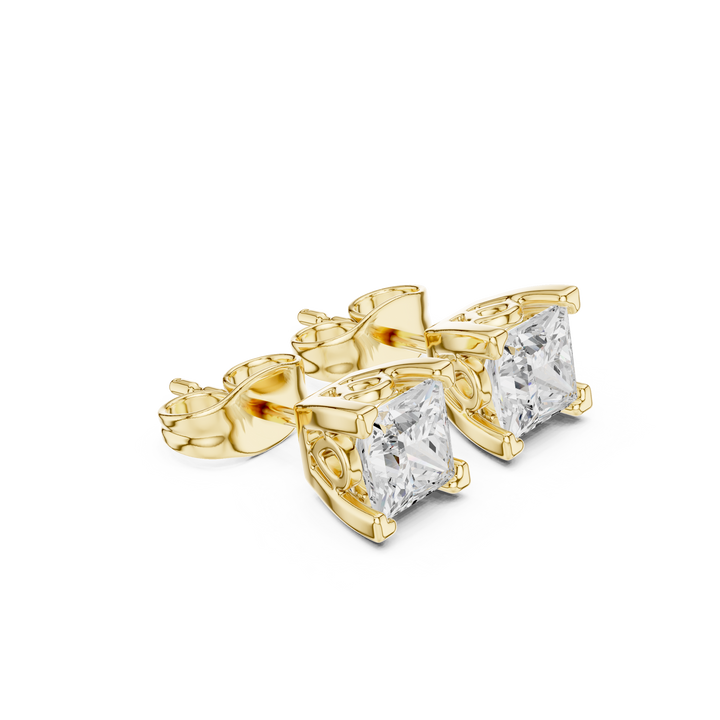 2 CT Princess cut solitaire studs