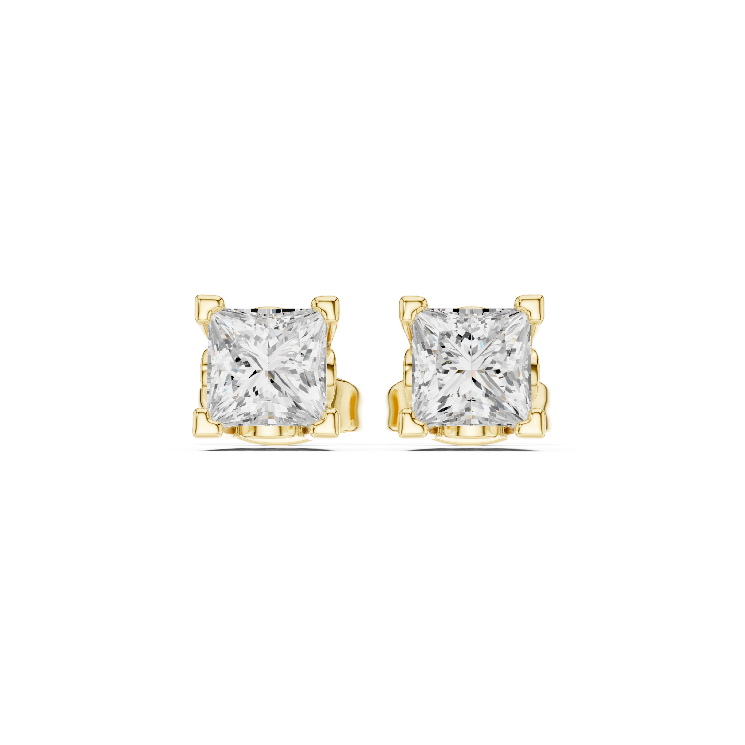 2 CT Princess cut solitaire studs
