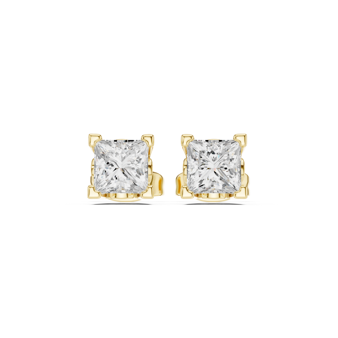 2 CT Princess cut solitaire studs