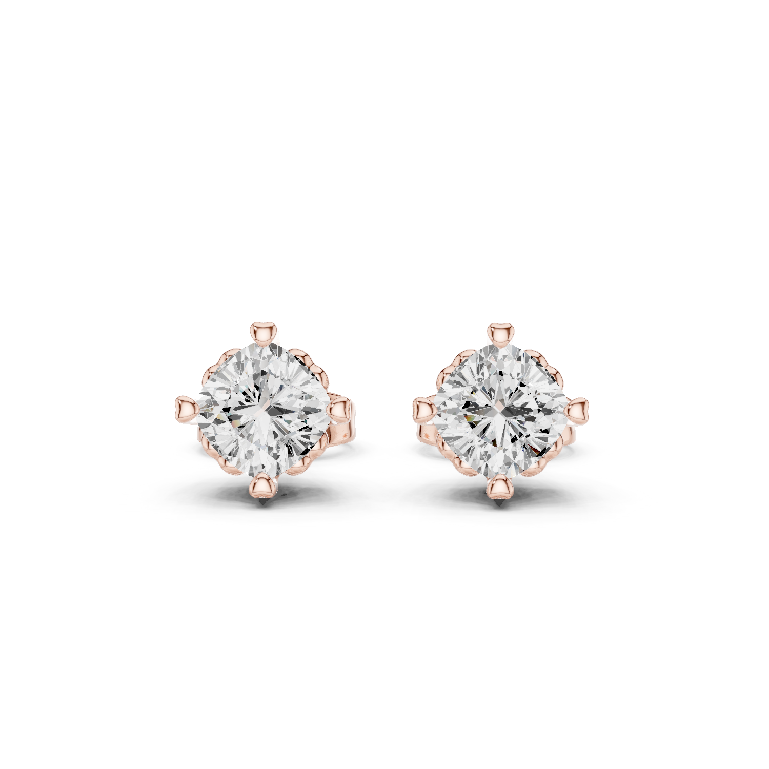 1 CT Cushion cut Solitaire studs