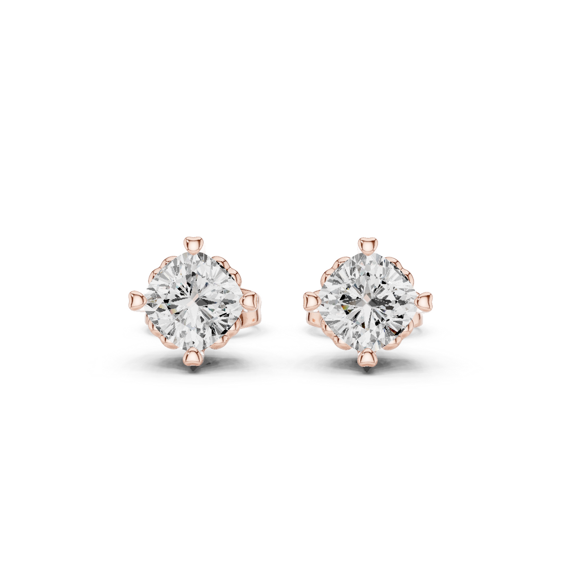 1 CT Cushion cut Solitaire studs