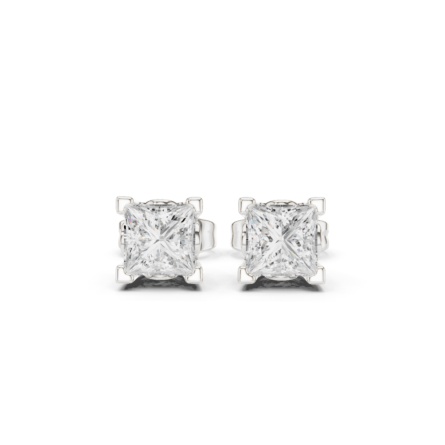 2 CT Princess cut solitaire studs