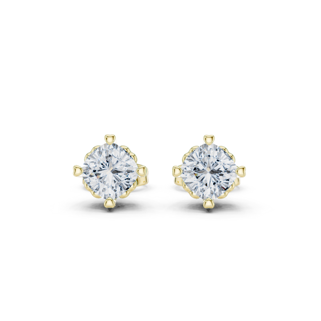 1 CT Cushion cut Solitaire studs