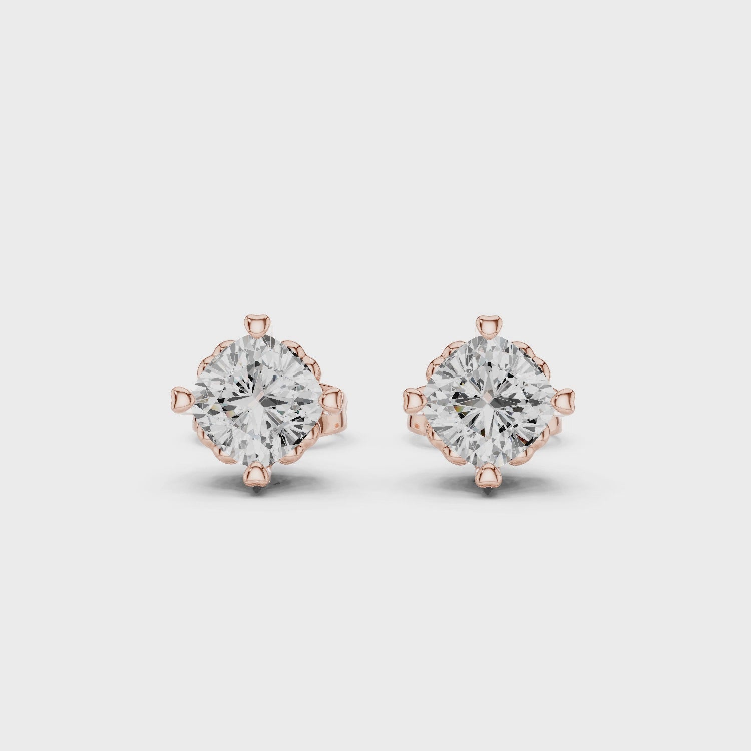 1 CT Cushion cut Solitaire studs