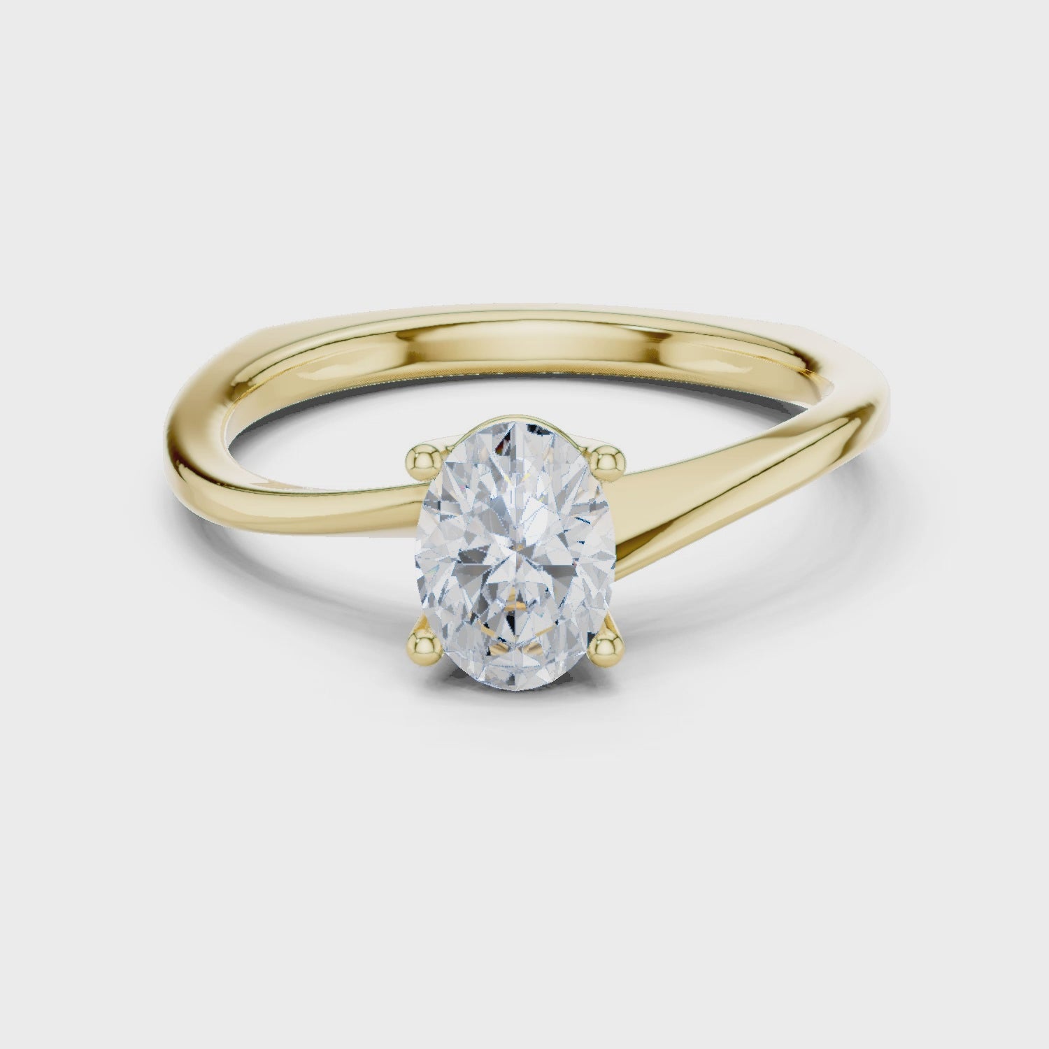 Oval Rosette Solitaire Ring