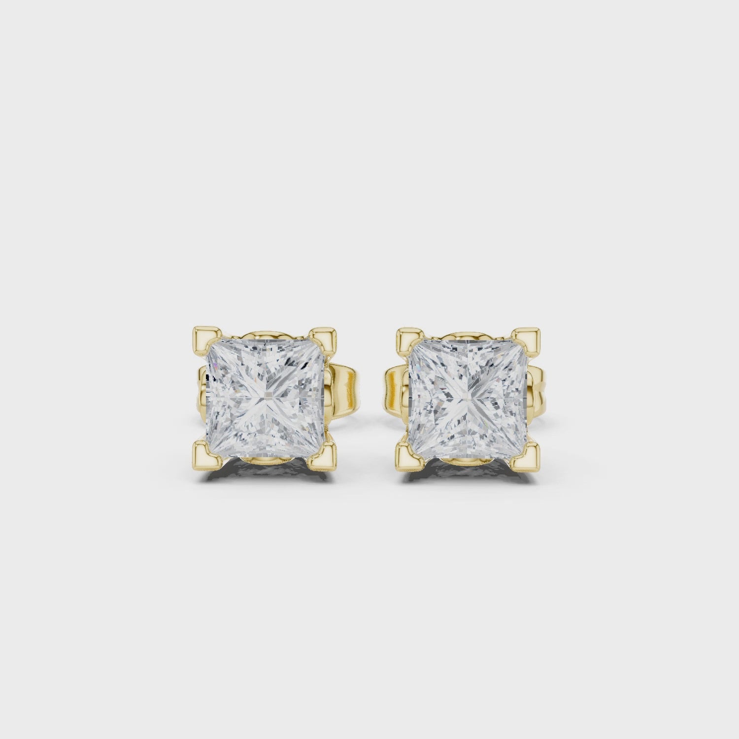 2 CT Princess cut solitaire studs