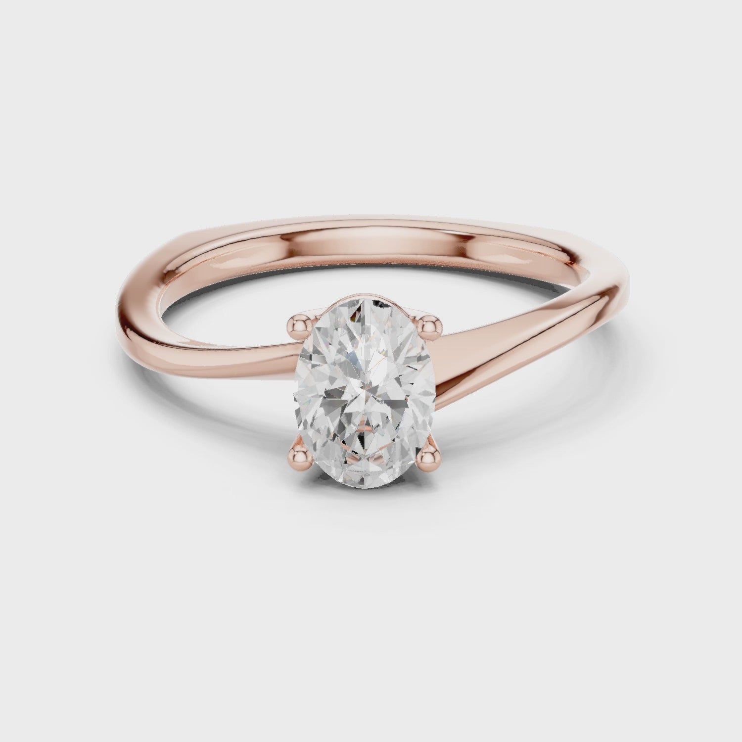 Oval Rosette Solitaire Ring