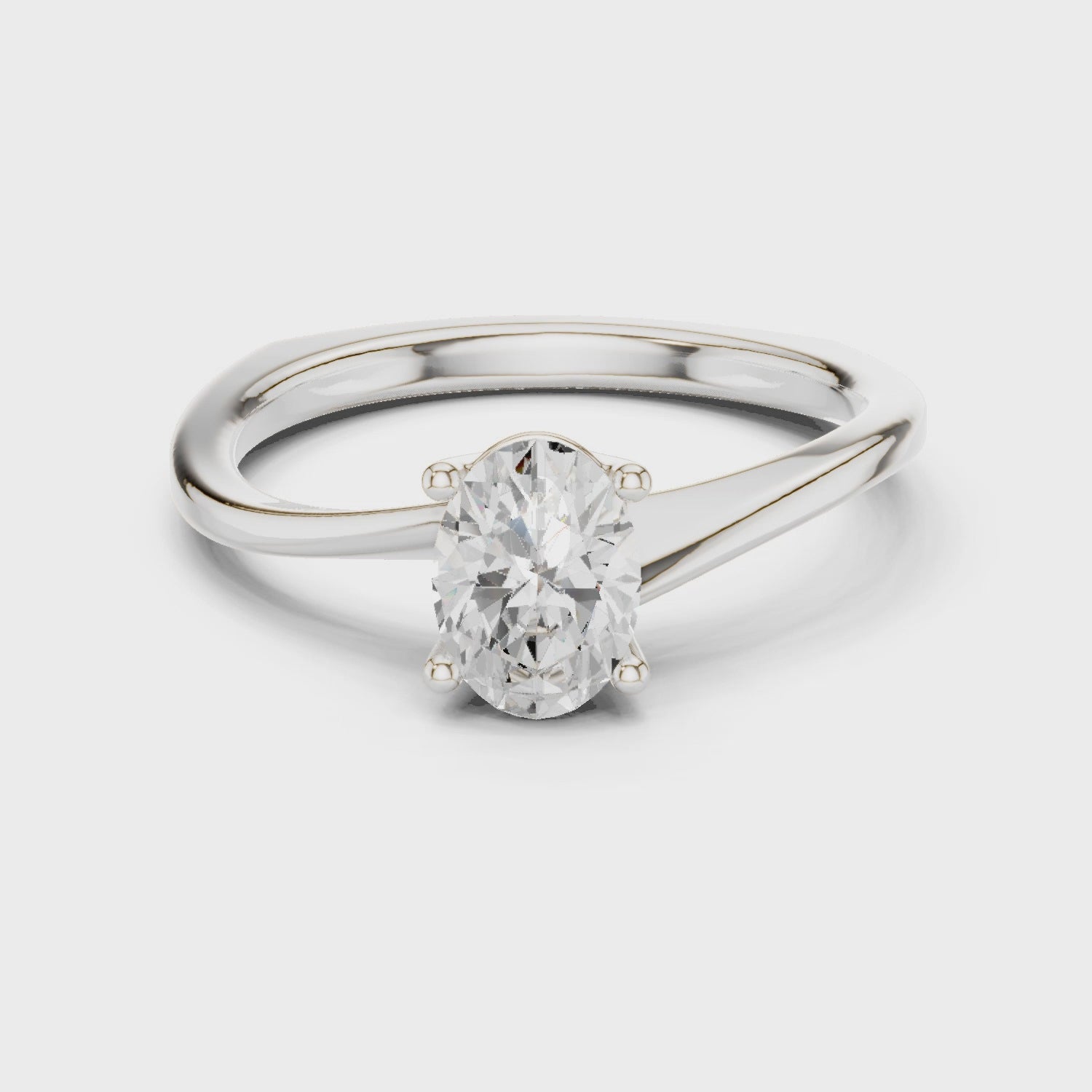 Oval Rosette Solitaire Ring